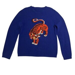 Gucci Blue Crewneck Sweater with Tiger Design